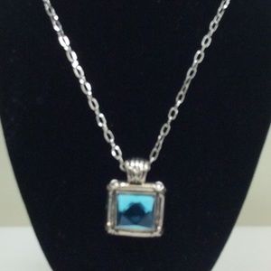 Costume faux aquamarine stone necklace.